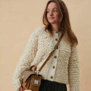 Harris Tweed Crossbody, The Melrose, Beigefarbener Hahnentritt
