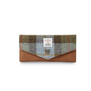 Harris Tweed Geldbörse, The Large Clasp, Kastanienblaues Tartan