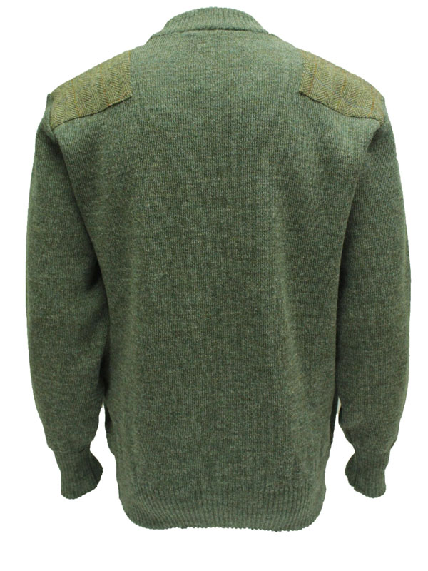 Rundhalspullover mit Harris-Tweed-Applikationen, Derby Tweed