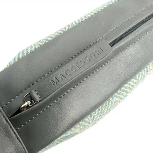 Harris Tweed Umhängetasche in Türkis mit Fischgrätmuster