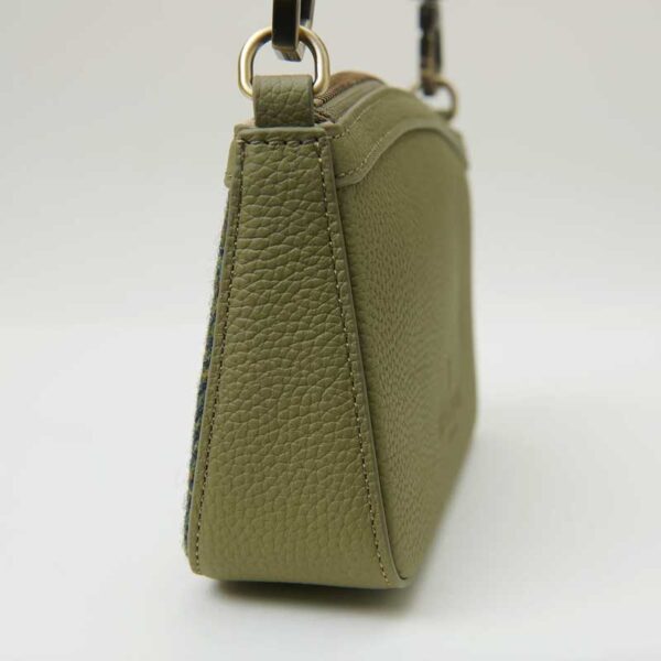 Harris Tweed Schultertasche, The Ailsa, Dunkelgrünes Fischgrätmuster