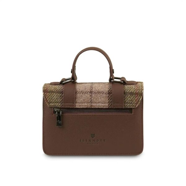 Harris Tweed Clutch, The Leather Mini Satchel, Islander, Chestnut Tartan
