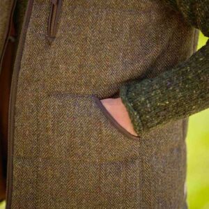 Gefütterte Harris Tweed Weste “Levi” Mit Leder Applikationen