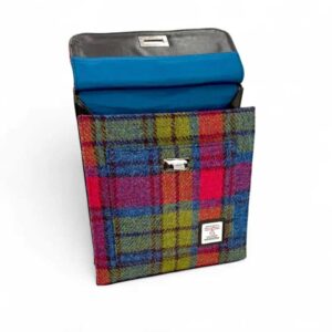 Harris Tweed Satchel Bag in Blau/Rosa Karo