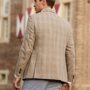 Sommersakko Im Beige Blauem Glencheck Aus Seide