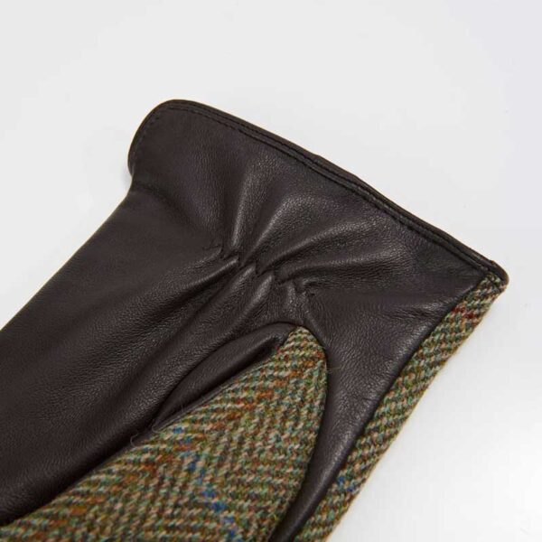 Herren Harris Tweed Handschuhe in Kastanienbraun mit Fischgrätmuster