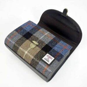 Harris Tweed Mini-Tagestasche In Blau/Braun Kariert