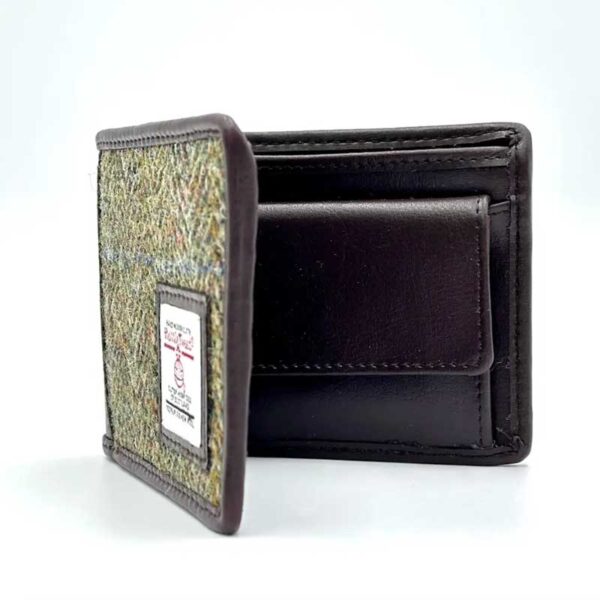 Harris Tweed zweifach faltbare Geldbörse in Country Green
