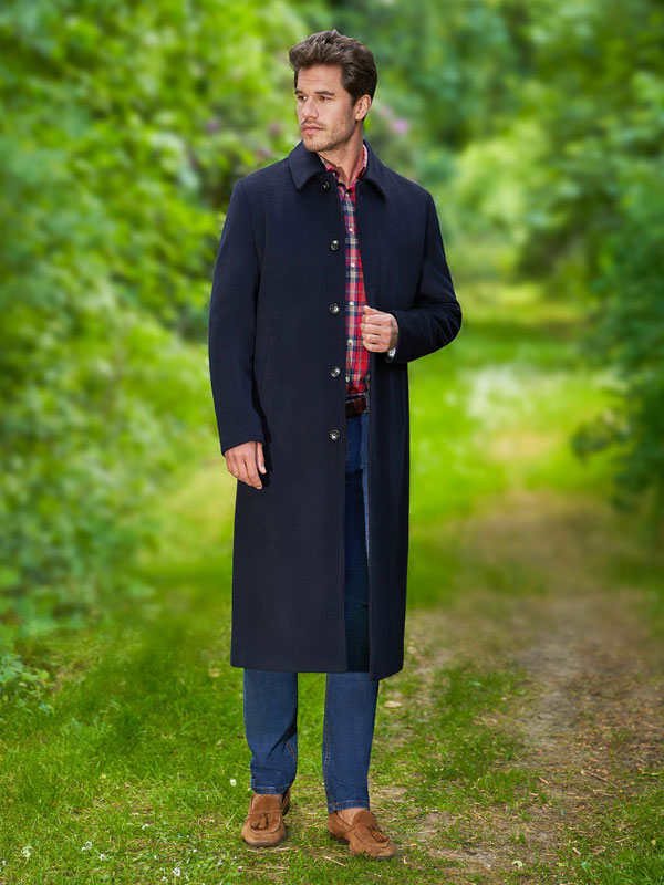 Langer Herrenmantel „Delchester“ Aus Woll-Kaschmir In Navy