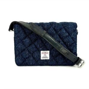 Harris Tweed Stepp-Schultertasche in Blau