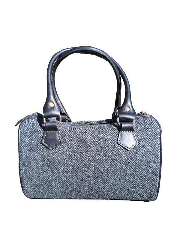 Harris Tweed Fasstasche Anthrazit Fischgrät