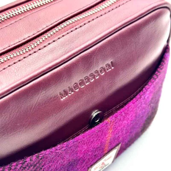 Harris Tweed Kameratasche in Lila-Karo