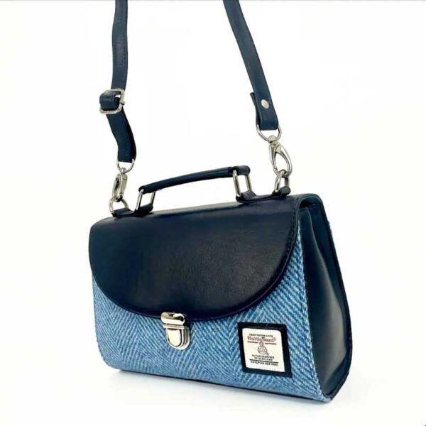 Harris Tweed Mini-Tagestasche in Himmelblau