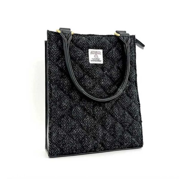 Harris Tweed Stepp-Mini-Tragetasche in Anthrazit