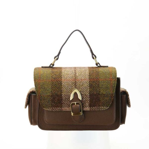Harris Tweed Crossbody, The Melrose, Kastanienbraunes Tartan