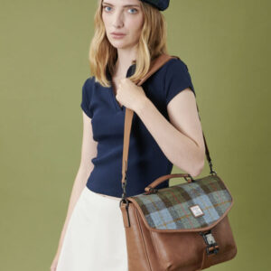 Harris Tweed Laptoptasche, Kastanienblaues Tartan