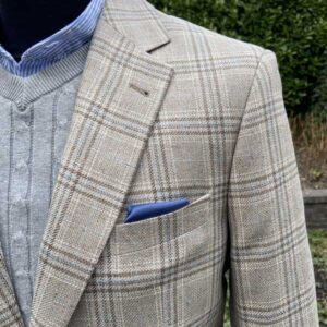 Wellington Seiden Sommer Sakko Beige Glen Check