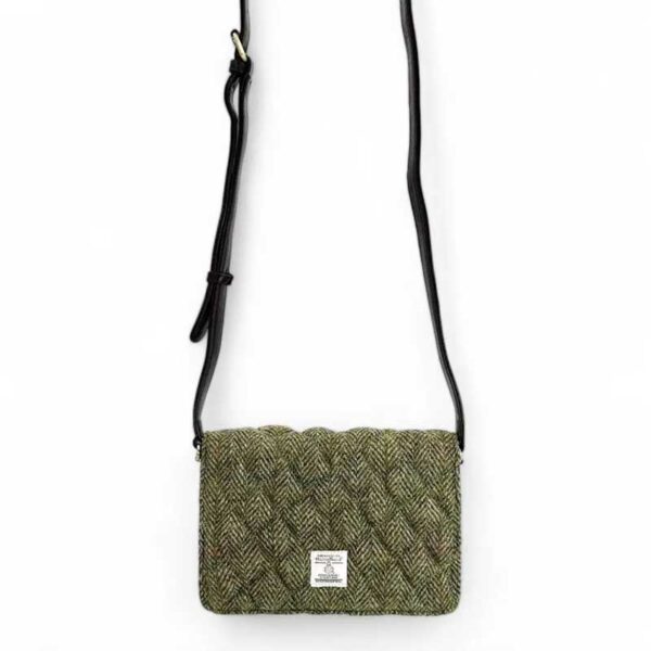 Harris Tweed Stepp-Schultertasche in Country Green