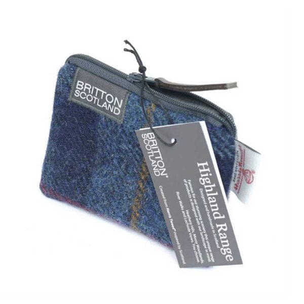 Harris Tweed Highland Kartenhandtasche, marineblau kariert