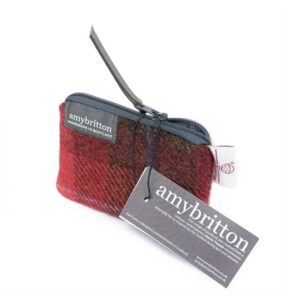 Harris Tweed Highland Kartenhandtasche, rot-kariert