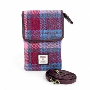 Mini-Umhängetasche aus Harris Tweed in Pastellrosa