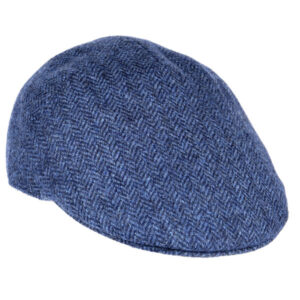 Flat Cap Dunkelblaues Fischgrätmuster