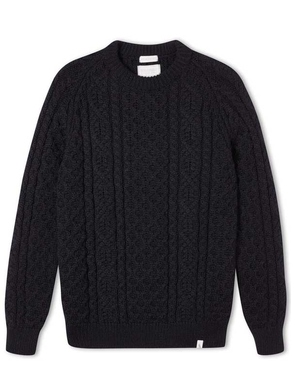 Peregrine,Hudson Aran Jumper, Navy