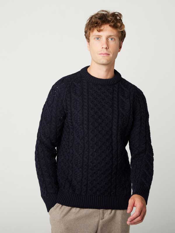 Peregrine,Hudson Aran Jumper, Navy