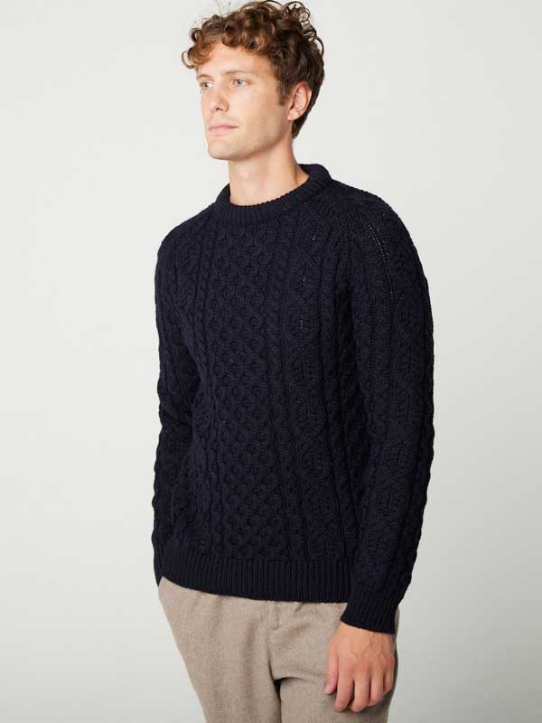 Peregrine,Hudson Aran Jumper, Navy