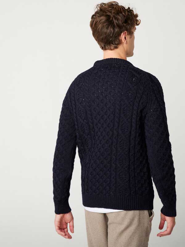 Peregrine,Hudson Aran Jumper, Navy