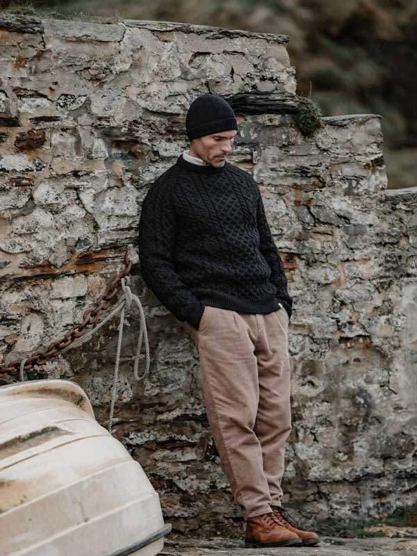 Peregrine,Hudson Aran Jumper, Navy