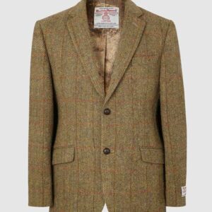 Harris Tweed Jacket Leather Buttons- Mustard