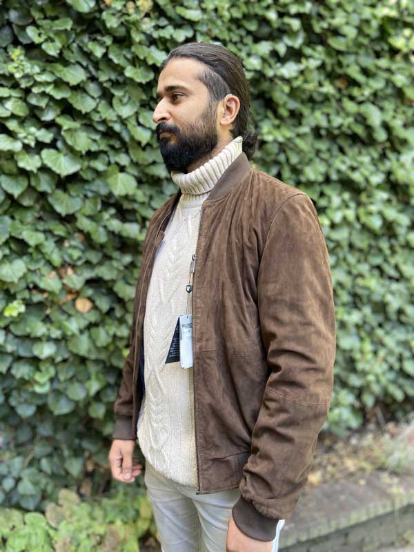 Wellington Suede Blouson "Bomber" Donker Bruin