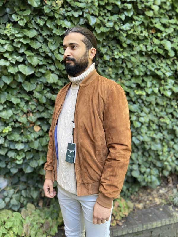 Wellington Suede Blouson "Bomber" Cognac