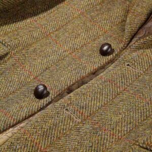 Harris Tweed Jacket Leather Buttons- Mustard