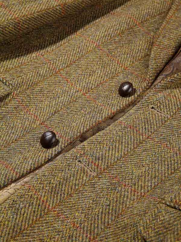 Harris Tweed Jacket Leather Buttons- Mustard