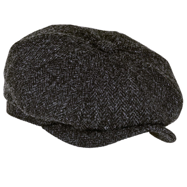 Harris Tweed, Peaky Blinders Cap Anthrazit Fischgrätmuster