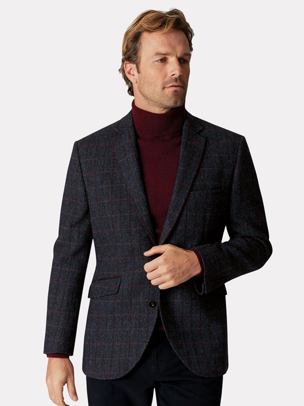 Harris Tweed Jacket,  Rode Overruit