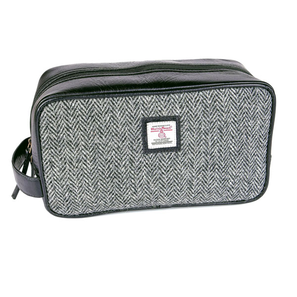 Harris Tweed Toilettas, Grijs Visgraat