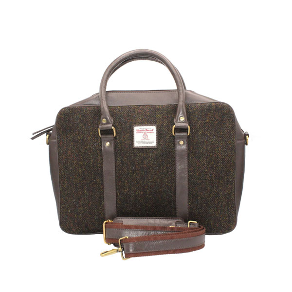 Harris Tweed Laptop tas, Bruin barleycorn